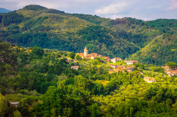 Panorama estivo dei monti dell'Appennino pistoiese intorno a Marliana